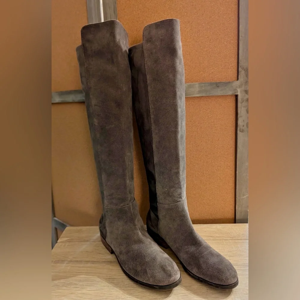 Sole Society Gray Suede Over-the-Knee Boots-EUC